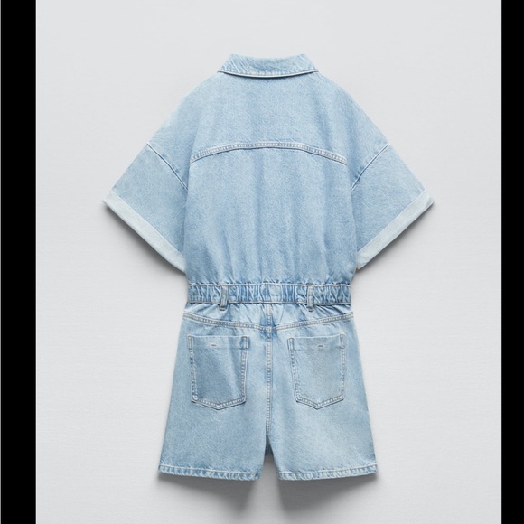 ZARA SHORT DENIM JUMPSUIT - Picture 7 of 9